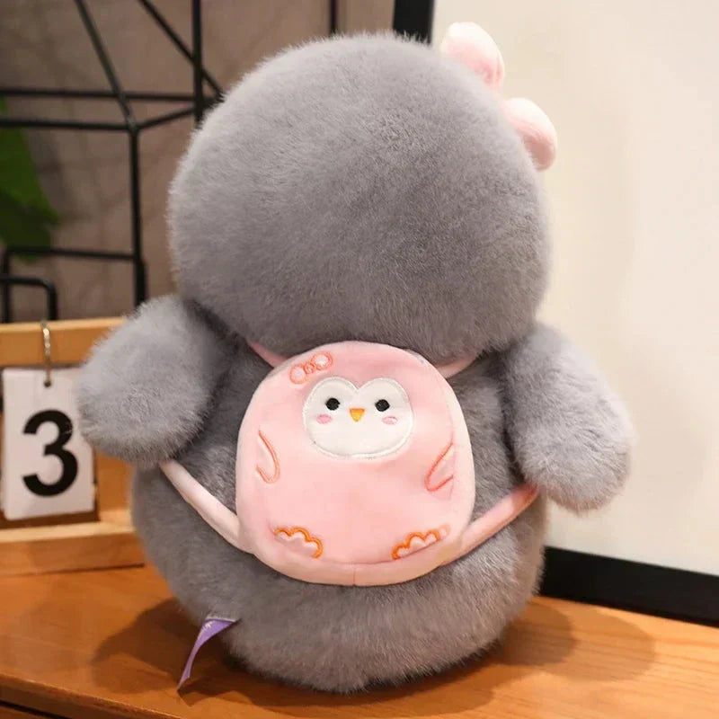 Soft Gray Penguin Stuffed Animal with Mini Backpack