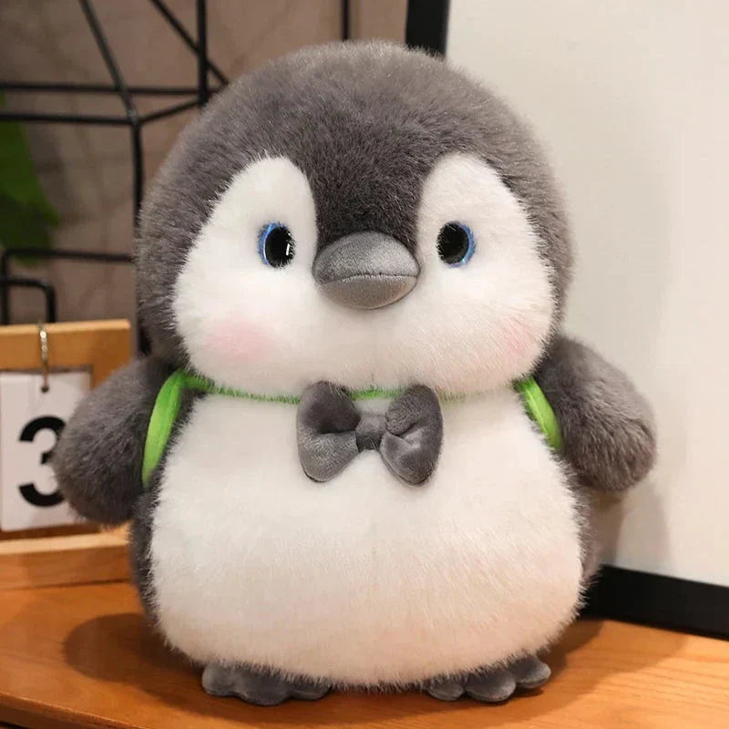 Soft Gray Penguin Stuffed Animal with Mini Backpack