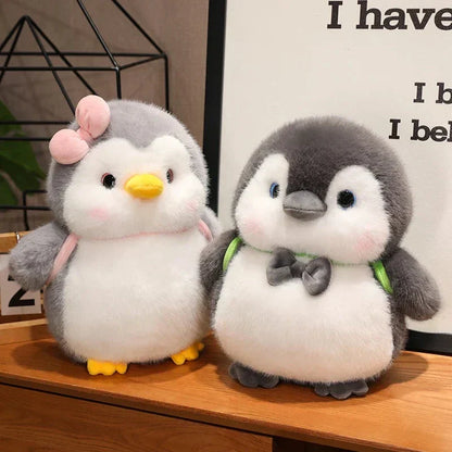 Soft Gray Penguin Stuffed Animal with Mini Backpack