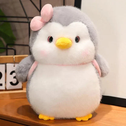 Soft Gray Penguin Stuffed Animal with Mini Backpack