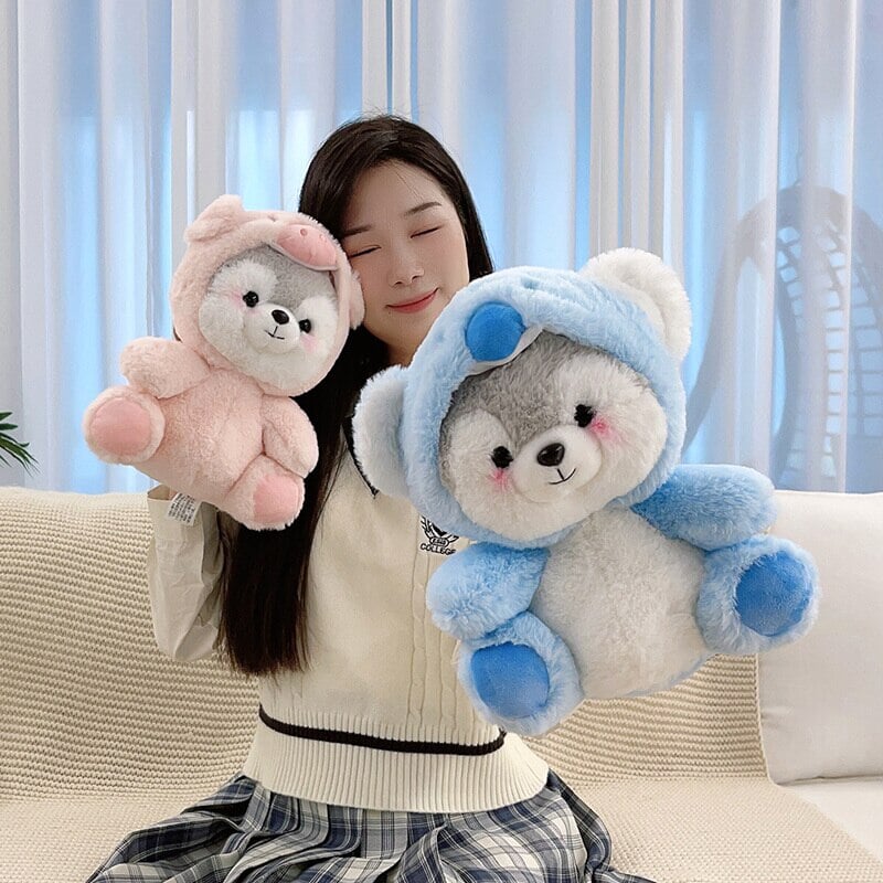 Cuddly Husky Plush Toy Set