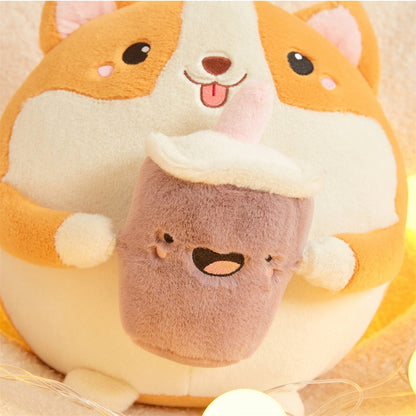 Cute Corgi Kawaii Bubble Tea Squishy Plush Toy