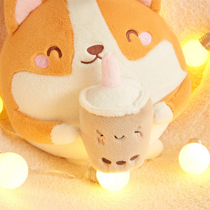 Cute Corgi Kawaii Bubble Tea Squishy Plush Toy