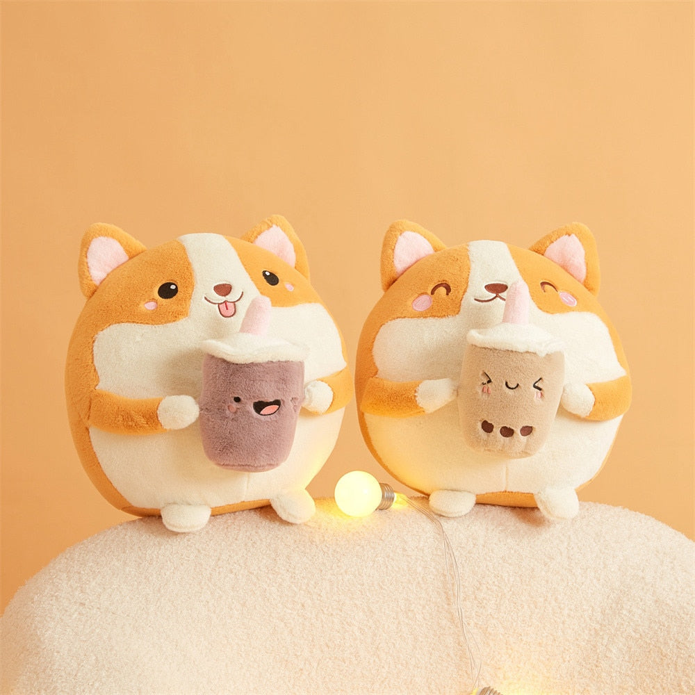 Cute Corgi Kawaii Bubble Tea Squishy Plush Toy
