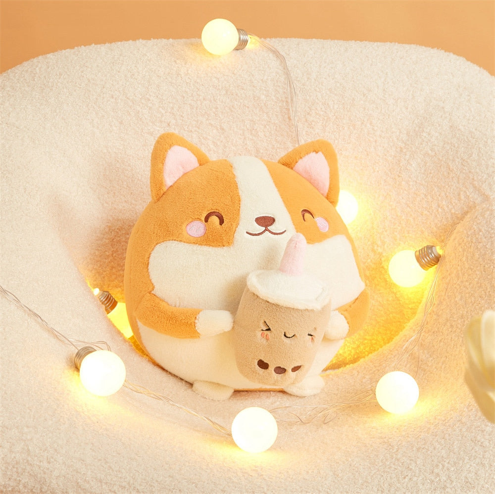 Cute Corgi Kawaii Bubble Tea Squishy Plush Toy