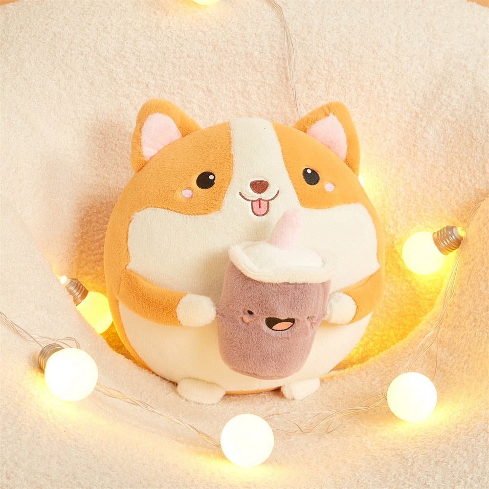 Cute Corgi Kawaii Bubble Tea Squishy Plush Toy - Fesara