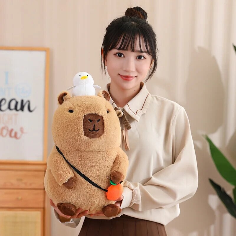 Soft Cute Capybara Plush Toy with Orange Friend
