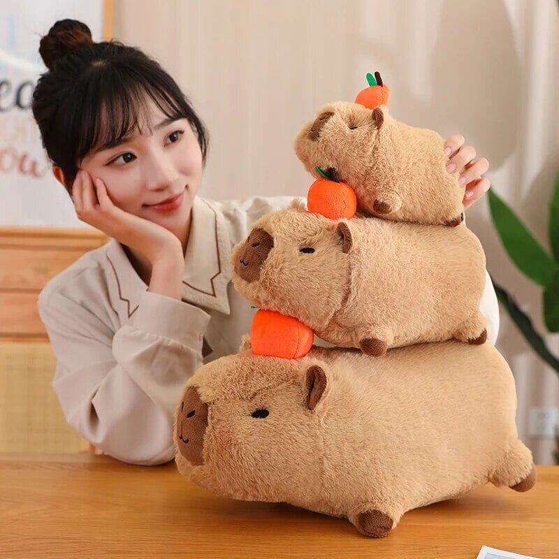 Soft Cute Capybara Plush Toy with Orange Friend