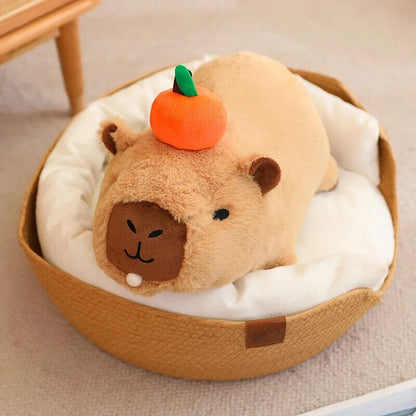 Soft Cute Capybara Plush Toy with Orange Friend