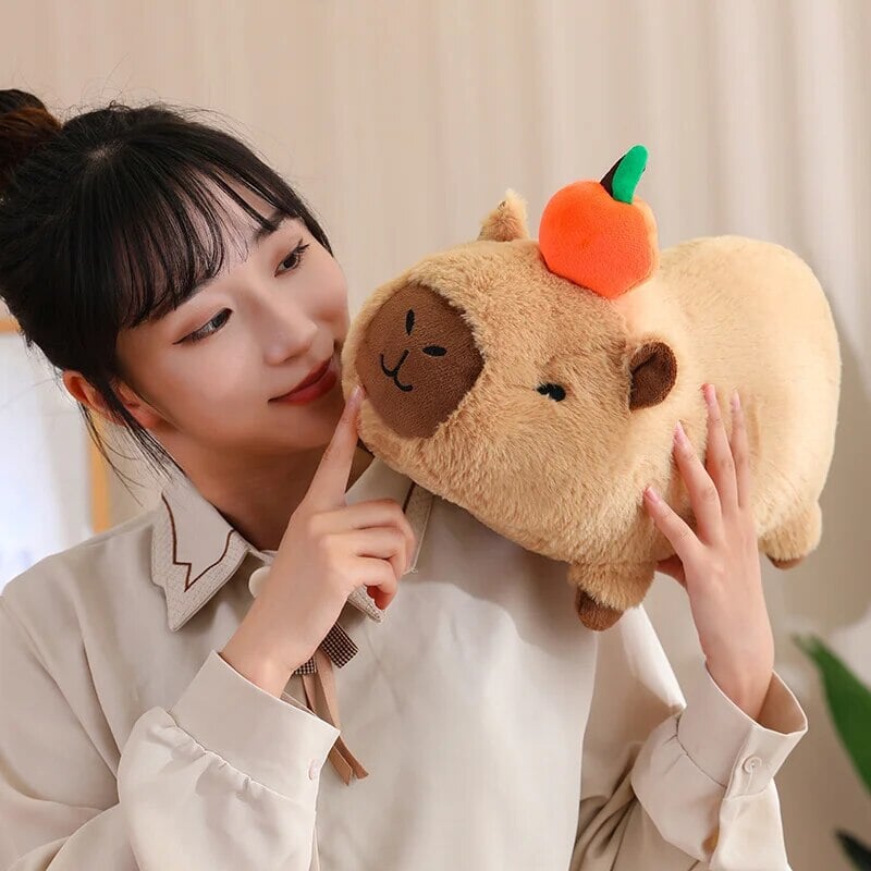 Soft Cute Capybara Plush Toy with Orange Friend