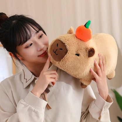Soft Cute Capybara Plush Toy with Orange Friend