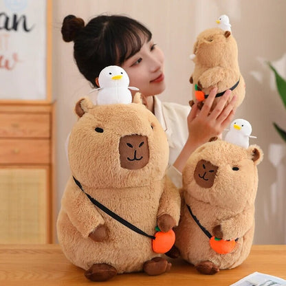 Soft Cute Capybara Plush Toy with Orange Friend