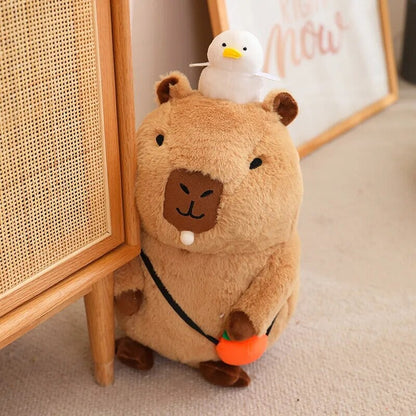 Soft Cute Capybara Plush Toy with Orange Friend