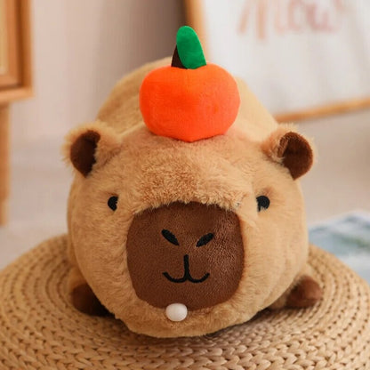 Soft Cute Capybara Plush Toy with Orange Friend