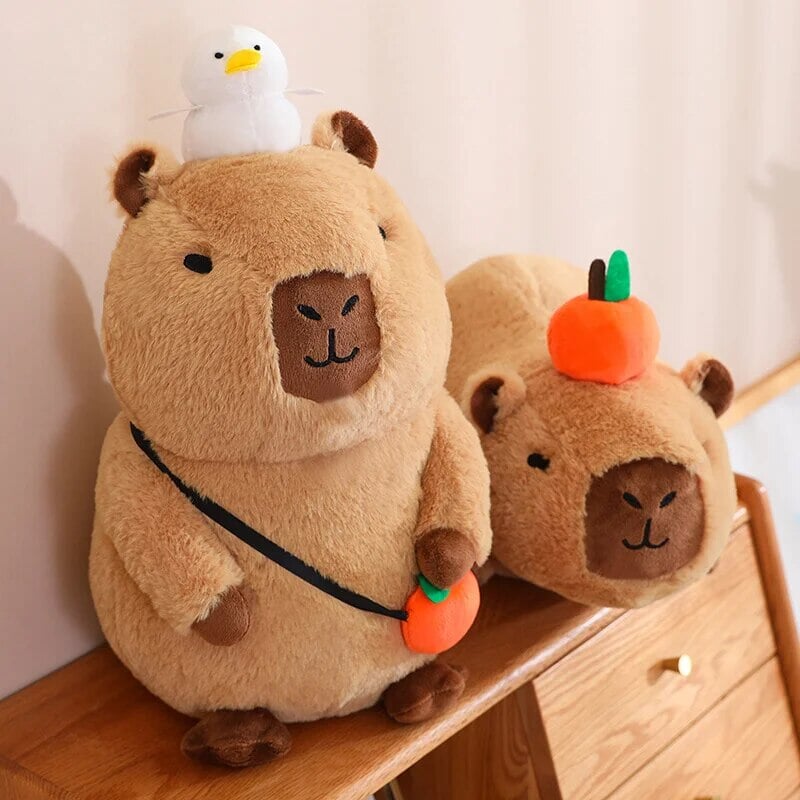 Soft Cute Capybara Plush Toy with Orange Friend - Fesara