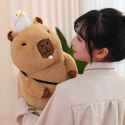 Soft Cute Capybara Plush Toy with Orange Friend