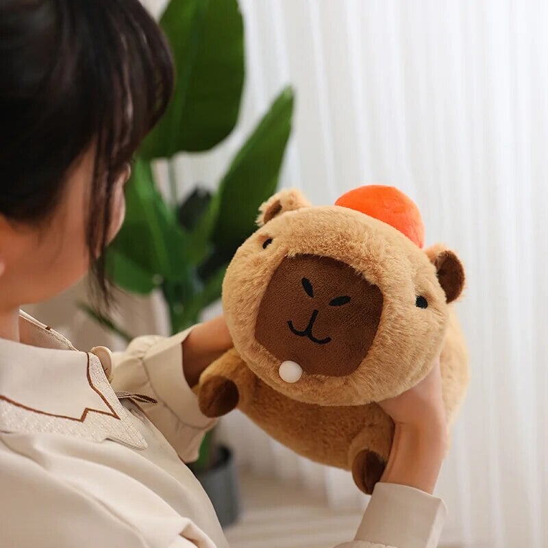Soft Cute Capybara Plush Toy with Orange Friend