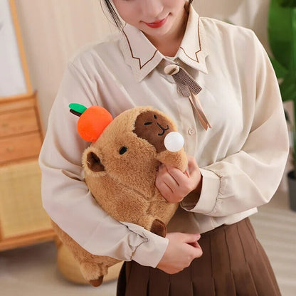 Soft Cute Capybara Plush Toy with Orange Friend