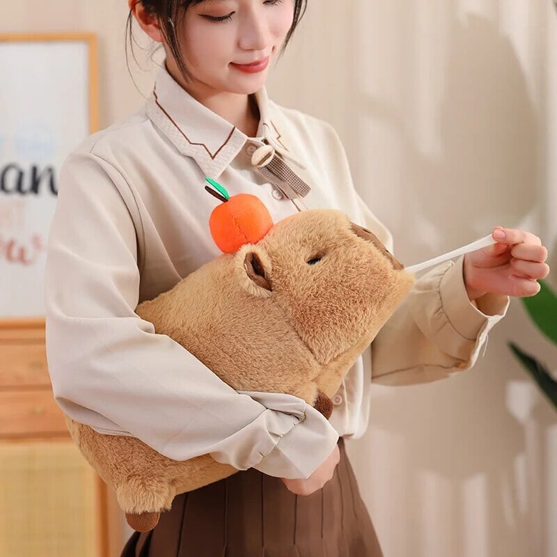 Soft Cute Capybara Plush Toy with Orange Friend