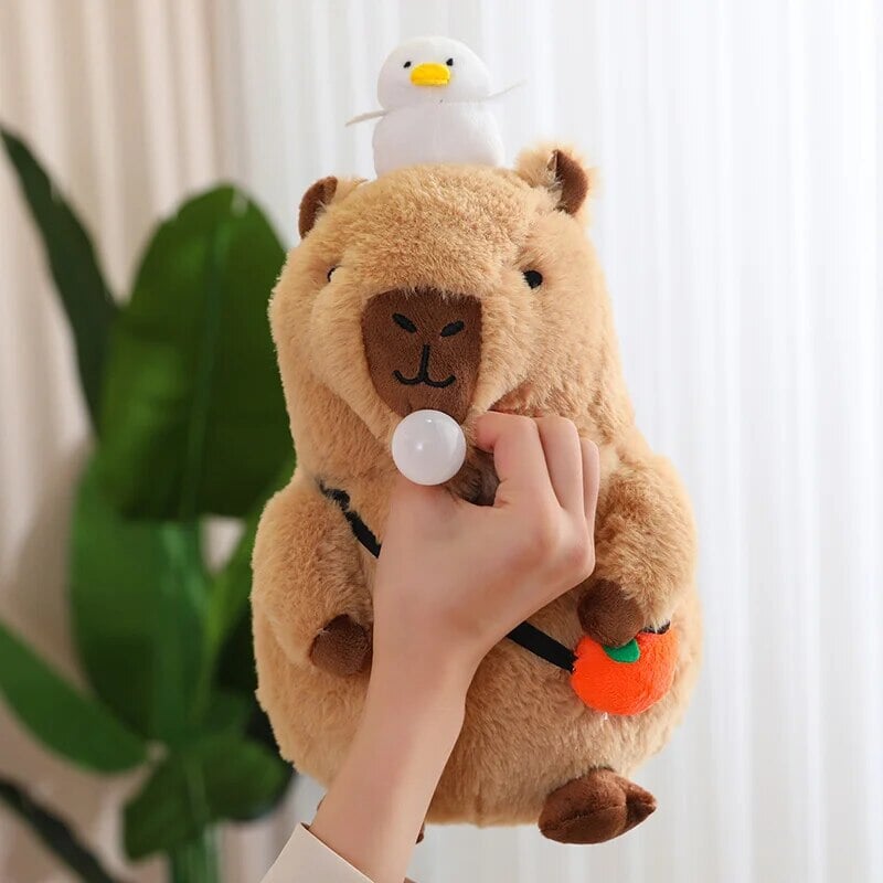 Soft Cute Capybara Plush Toy with Orange Friend