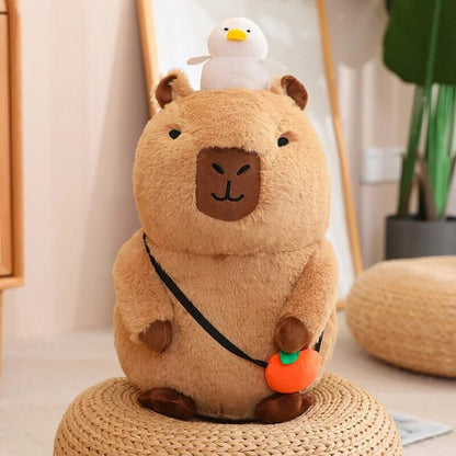 Soft Cute Capybara Plush Toy with Orange Friend