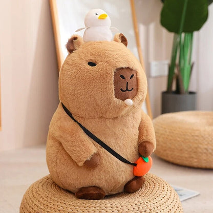 Soft Cute Capybara Plush Toy with Orange Friend