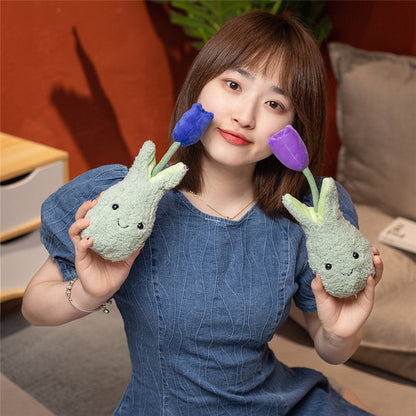 Soft Floral Tulip Cushion Plant Pot Toy