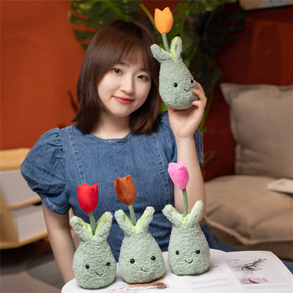 Soft Floral Tulip Cushion Plant Pot Toy