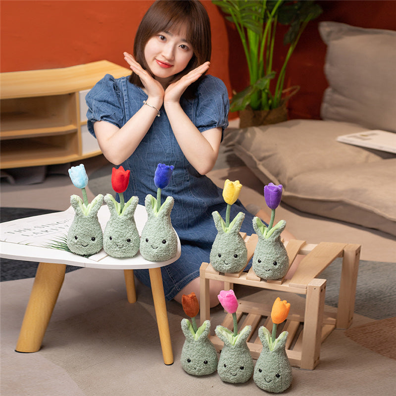Soft Floral Tulip Cushion Plant Pot Toy