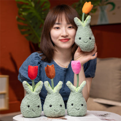 Soft Floral Tulip Cushion Plant Pot Toy