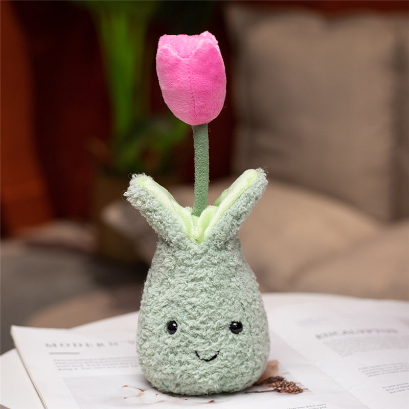 Soft Floral Tulip Cushion Plant Pot Toy
