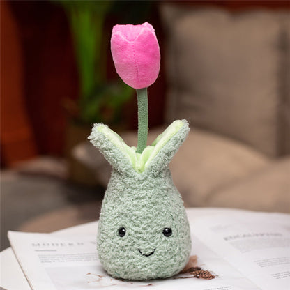 Soft Floral Tulip Cushion Plant Pot Toy