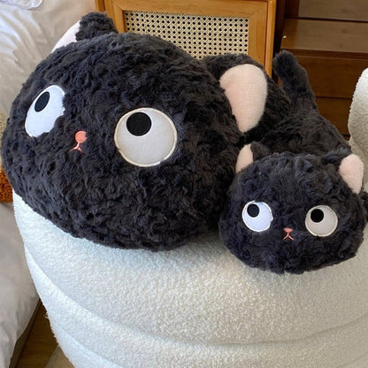 Soft Black Kitty Plush Toy Lying Down