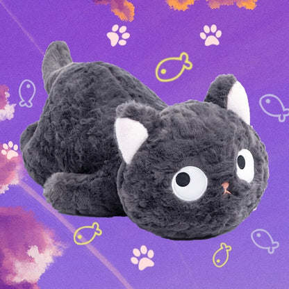 Soft Black Kitty Plush Toy Lying Down
