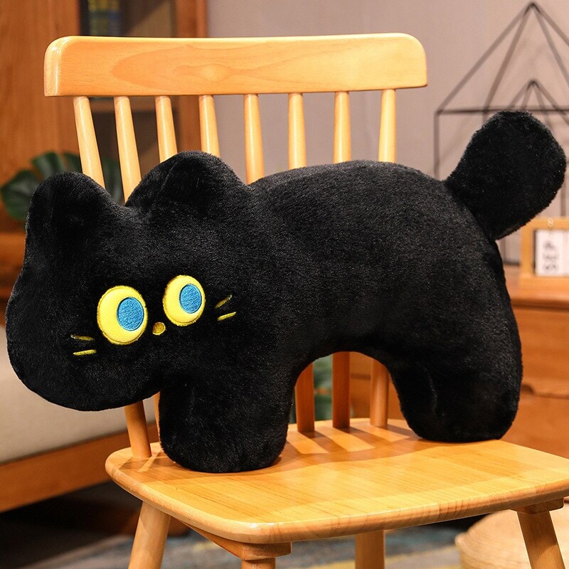 Cute Black Kitten Soft Plush Pillow