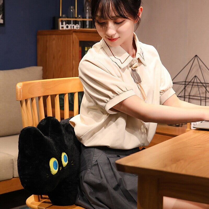 Cute Black Kitten Soft Plush Pillow
