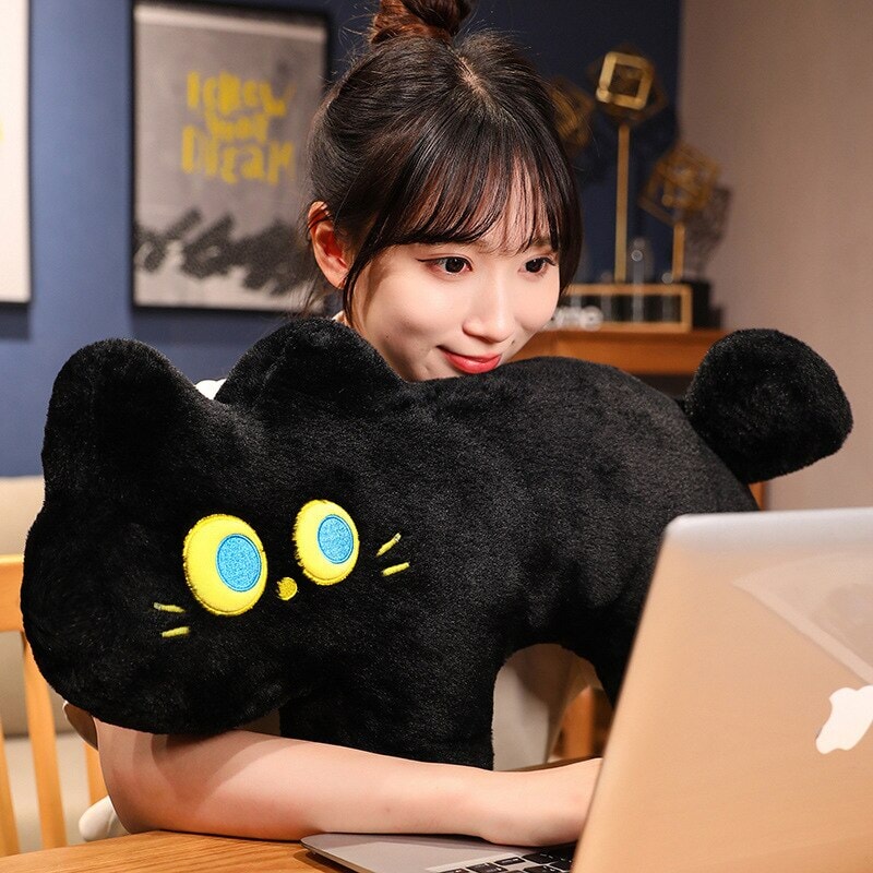 Cute Black Kitten Soft Plush Pillow