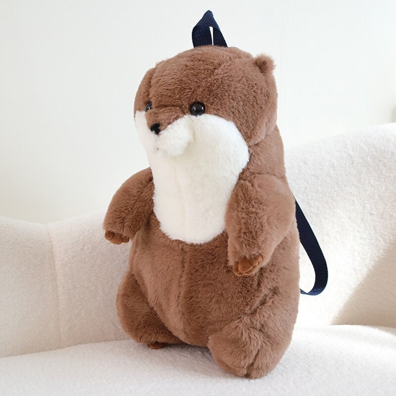 Cute Brown Otter Plush Backpack Buddy