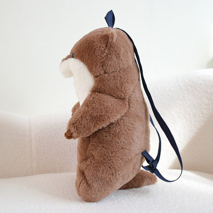 Cute Brown Otter Plush Backpack Buddy