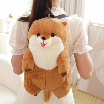 Cute Brown Otter Plush Backpack Buddy
