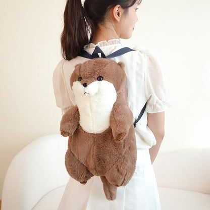 Cute Brown Otter Plush Backpack Buddy