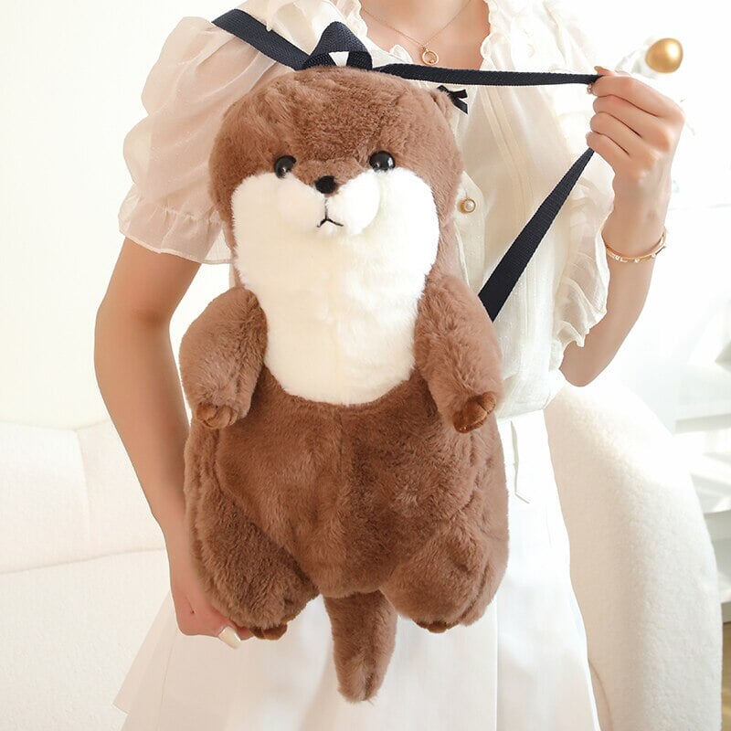 Cute Brown Otter Plush Backpack Buddy