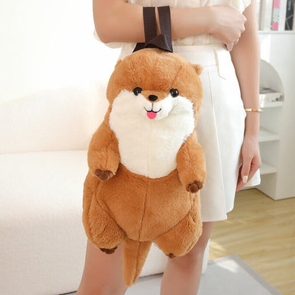 Cute Brown Otter Plush Backpack Buddy