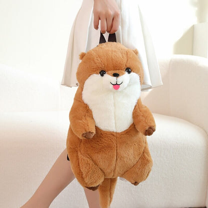 Cute Brown Otter Plush Backpack Buddy