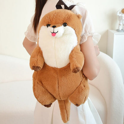 Cute Brown Otter Plush Backpack Buddy