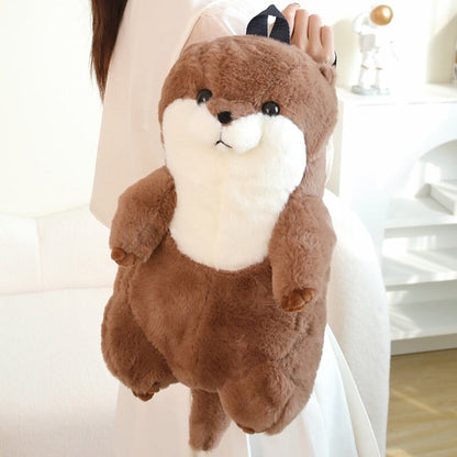 Cute Brown Otter Plush Backpack Buddy