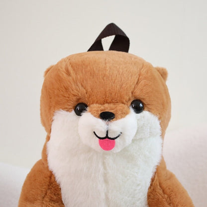Cute Brown Otter Plush Backpack Buddy