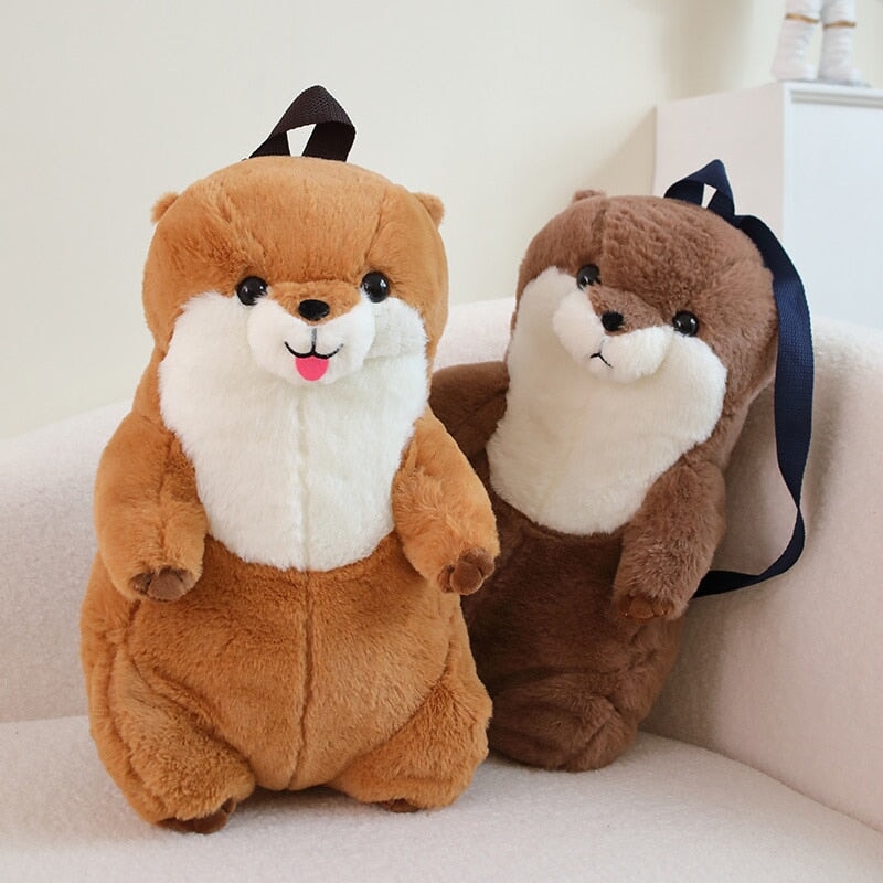 Cute Brown Otter Plush Backpack Buddy