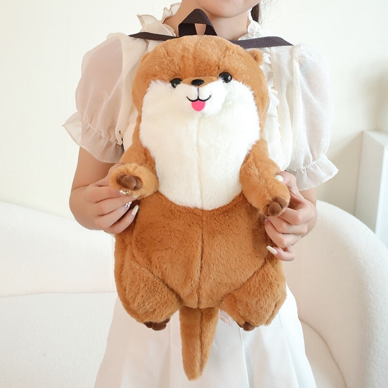 Cute Brown Otter Plush Backpack Buddy