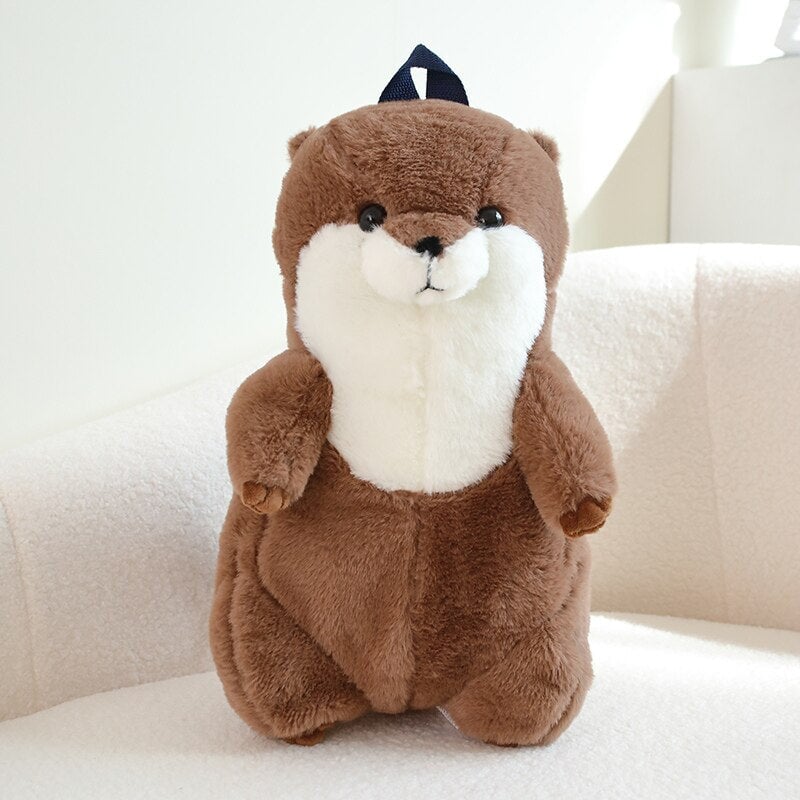 Cute Brown Otter Plush Backpack Buddy